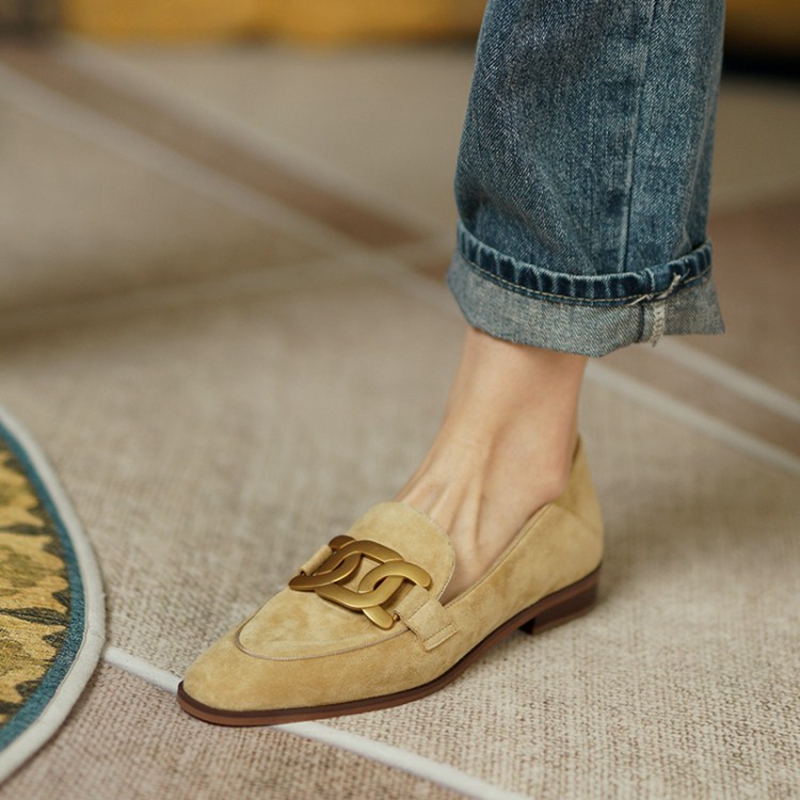 Casual Sandal Leather - Wildleder Leder Frauen Loafers Frühling/Herbst Niedrigen