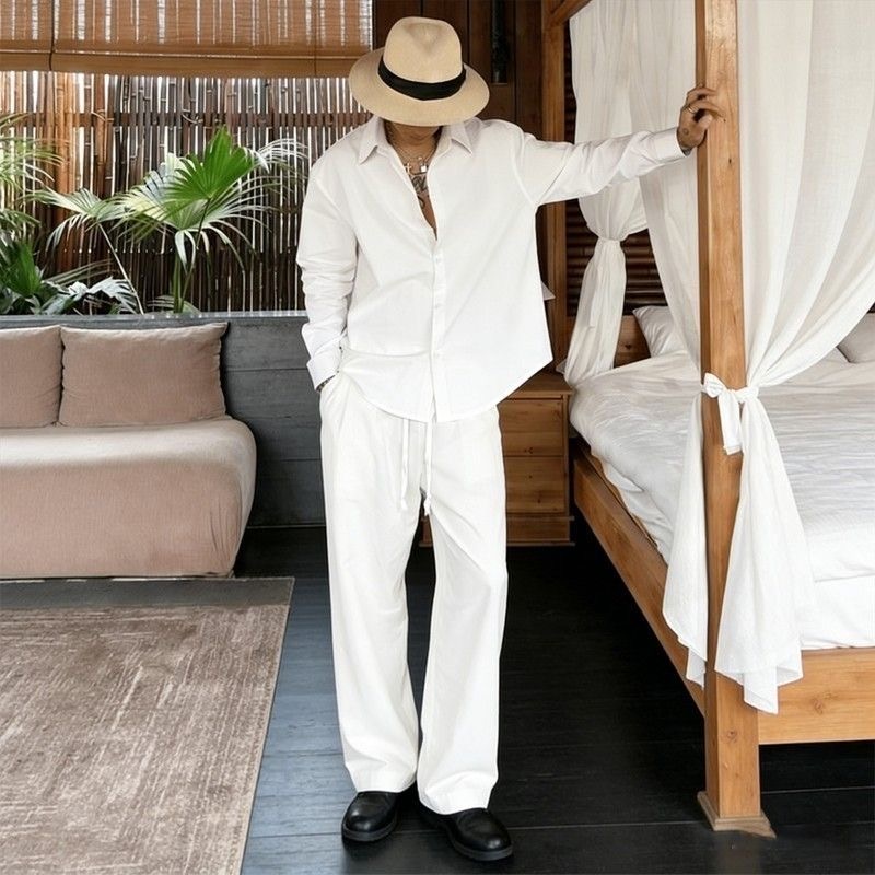 Weißes Leinen-Set Locker Sitze – Linen Shirt Breathable Bewertung und Preis